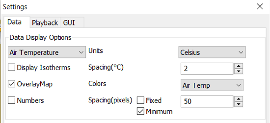 grib settings data air temperature